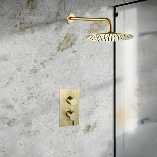 1 Outlet Thermostatic Concealed Shower Valve - Brushed Brass 1 Outlet Thermostatic Concealed Shower Valve Brass