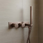 Brushed Bronze 2 Outlet Thermostatic Shower Valve with Shower Handset and Hose 2 outlet brushed bronze shower valve with handset