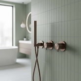 2 Outlet Thermostatic Shower Valve with Shower Handset and Hose - Brushed Bronze 2 outlet shower valve with handheld shower