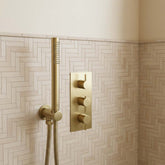 2 Outlet Concealed Thermostatic Shower Valve - Brushed Brass 2 outlet thermostatic shower valve - brushed brass