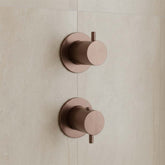 Concealed Thermostatic Two Outlets Shower Mixer Valve - Brushed Bronze 2 way thermostatic shower valve bronze