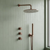Concealed Thermostatic 3 Outlet Shower Valve - Brushed Bronze 3-outlet thermostatic shower valve - bronze