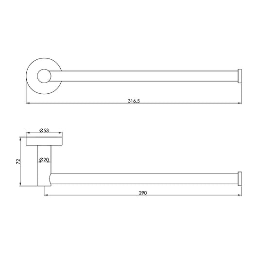Wall-Mounted Single Bar Towel Rail 300mm - Brushed Bronze 300mm towel bar brass