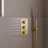 3 Outlet Concealed Thermostatic Shower Valve - Brushed Brass 3 way concealed thermostatic shower valve - brushed brass