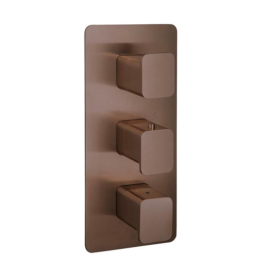 Concealed Thermostatic 3 Outlet Shower Valve - Brushed Bronze 3 outlets shower mixer valve concealed