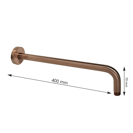 Wall Mounted Shower Head Arm 400mm — Brushed Bronze bronze wall mounted shower arm