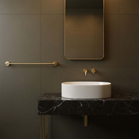 Brushed Brass Wall-Mounted Towel Holder Bar - 600mm 600mm wall mounted towel bar - brushed gold