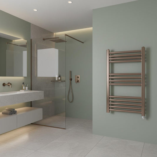ThermaElite Brushed Bronze Electric Towel Radiator 800mm x 500mm brushed bronze electric towel rail