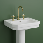 3-Hole Basin Mixer Tap with Crosshead Handles and Pop up Waste - Polished Gold Traditional 3 hole basin tap with pop up waste