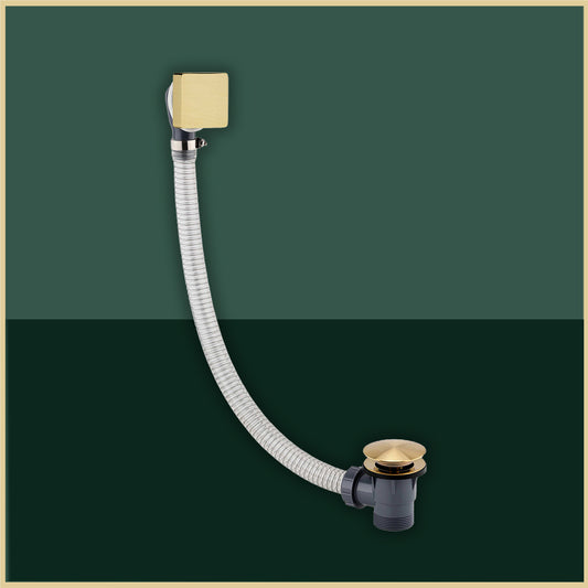 Brushed Brass Bath Waste with Click Clack Brushed Brass Gold Bath Waste with Click Clack