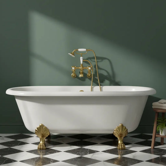 Brass Bath Shower Mixer with Kit - Brushed Brass Brass Bath Shower Mixer with Kit - Brushed Brass