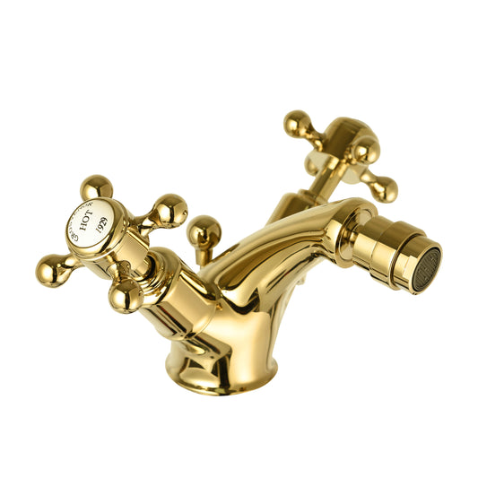Vintage Brushed Brass Bidet Mixer Tap with Pop up Waste brushed brass bidet tap
