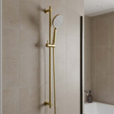 Slider Rail Kit with Round Shower Handset and Hose - Brushed Brass Slider Rail Kit with Round Shower Multi function Handset and Hose - Brushed Brass