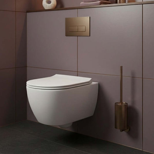 Wall Mounted Toilet Brush Holder with Brush - Brushed Bronze Bronze toilet brush holder set wall mounted