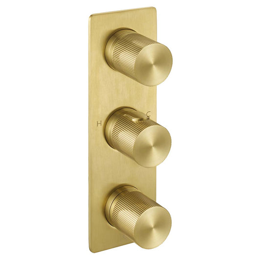 Brushed Brass 2 Outlet Concealed Thermostatic Shower Valve Brushed Brass 2 Outlet Concealed Thermostatic Shower Valve