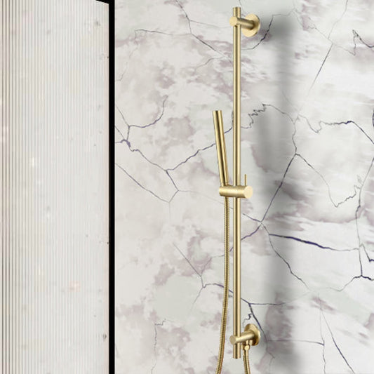 Brushed Brass Slider Rail Kit with Pencil Shower Handset and Hose Brushed Brass Shower Slider Rail Kit with Handset and Hose