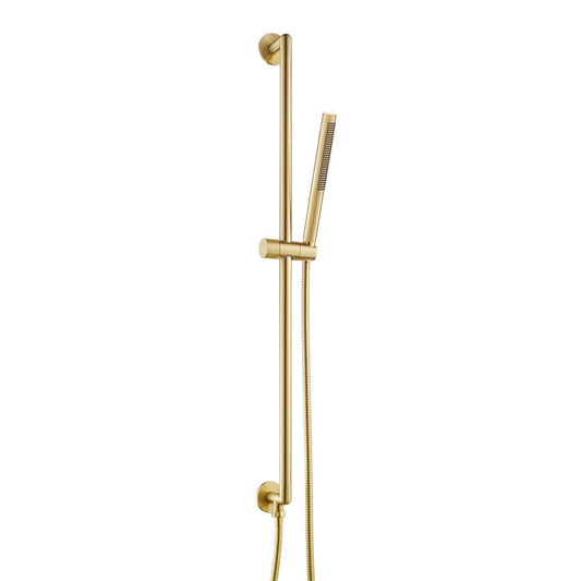 Brushed Brass Slider Rail with Microphone Shower Handset and Elbow Brushed Brass Slider Rail with Microphone Shower Handset and Elbow