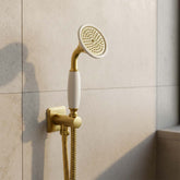 Brushed Brass Traditional Water Outlet and Holder with Shower Handset Brushed Brass Traditional Water Outlet and Holder with Shower Handset