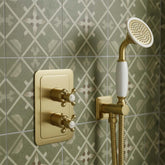 Concealed Thermostatic 2 Outlet Shower Valve - Brushed Brass Victorian concealed shower valve - brushed brass