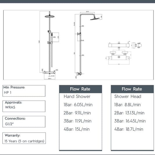 Brushed Bronze Thermostatic Shower Mixer with Fixed Shower Head and Multi-function Shower Handle brushed bronze shower