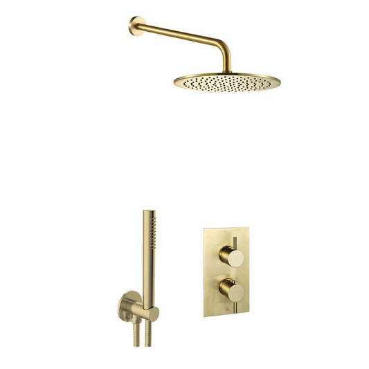 2 Outlet Thermostatic Concealed Shower Set – Brushed Brass 2 outlet shower concealed shower set brushed gold