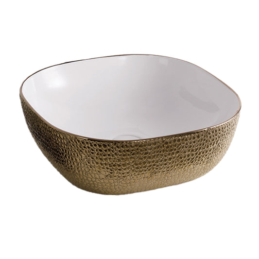 Mika Ceramic Countertop Basin Gloss Gold and White 425x425x145mm gold ceramic counter top basin