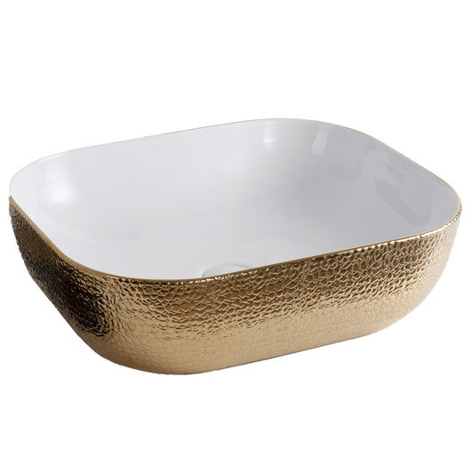 Ceramic Countertop Basin Gloss Gold & White 1000
