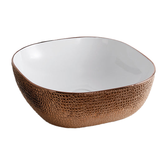 Mika Gloss Rose Gold Ceramic Countertop Basin 425x425x145mm Rose Gold Ceramic Counter top Basin