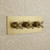 Concealed 2 Outlet Thermostatic Shower Mixer Valve - Brushed Brass Concealed 2 Outlet Thermostatic Shower Mixer Valve - Brushed Brass