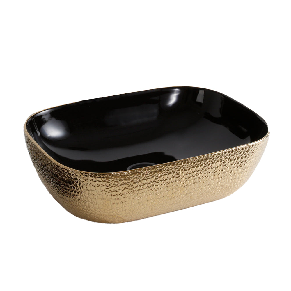 Countertop basin made of ceramic gold and black