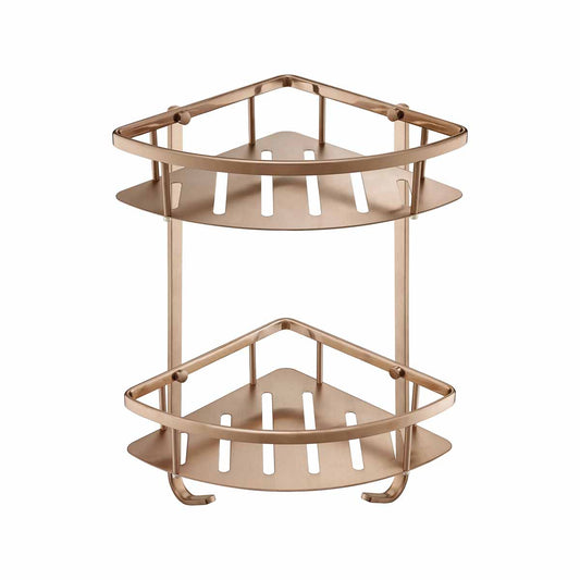 Brushed Bronze Twin Shower Basket bronze double shower caddy