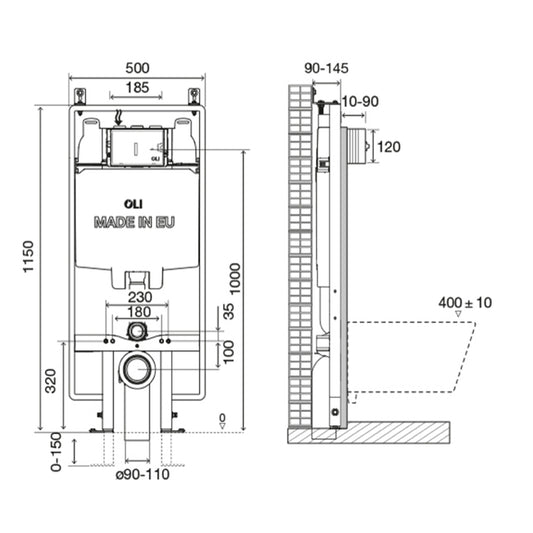 Slim 1.2m Wall-Hung Toilet Cistern Frame Front Flush Freestanding_toilet_frame_pre_wall_1.2m