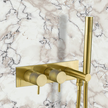 Gold 2 Outlet Thermostatic Shower Valve with Shower Handset and Hose
 Gold 2 Outlet Thermostatic Shower Valve with Shower Handset and Hose