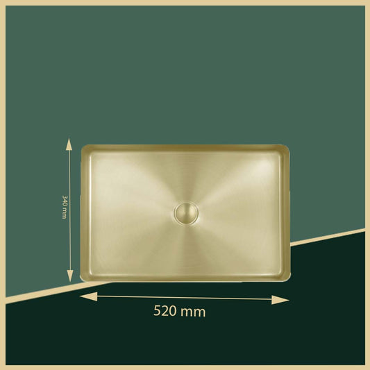 Stainless Steel Rectangular Countertop Basin - Brushed Brass Brushed Brass Countertop Basin