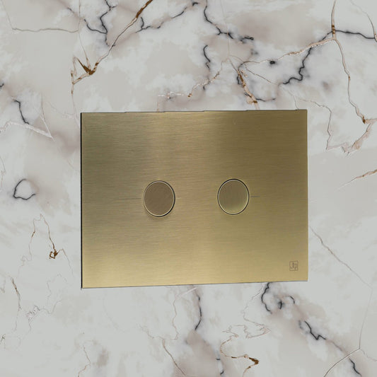 Gold Round Buttons Dual Flush Plate - Brushed Brass Gold Round Toilet Flush Plate Brushed Finish