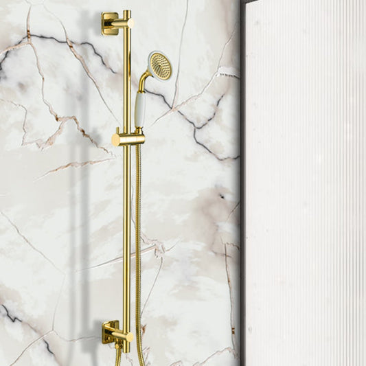 Shiny Gold Shower Riser Rail Kit with Single Function Handset Brass Shower Riser Rail Kit with Single Function Handset