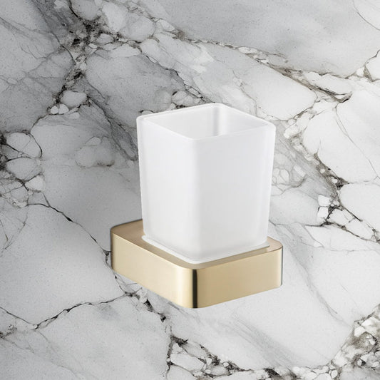 Brushed Gold Tumbler Holder Wall Mounted brass toothbrush holder wall mount
