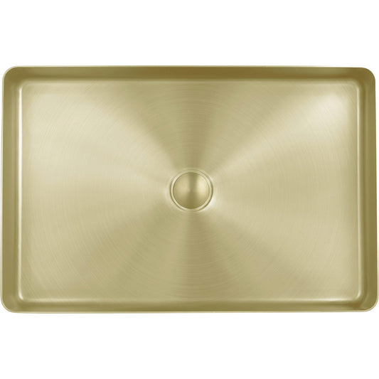 Stainless Steel Rectangular Countertop Basin - Brushed Brass Gold Countertop Basin