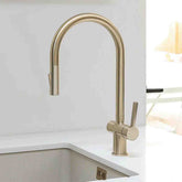 Brushed Gold Single Lever Pull Out Kitchen Tap brushed brass kitchen tap