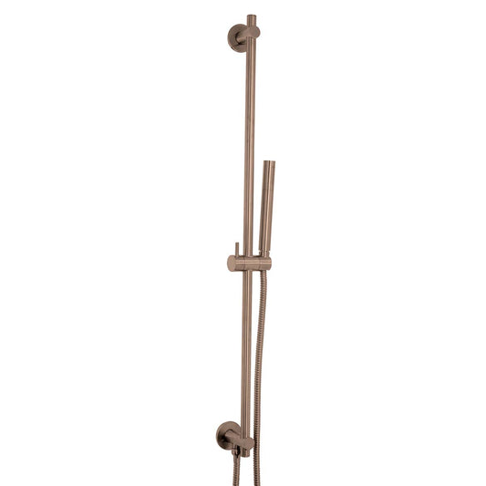 Shower Slider Rail Kit with Single Function Handset and Hose - Brushed Bronze Slide Rail with Single Function Hand Shower