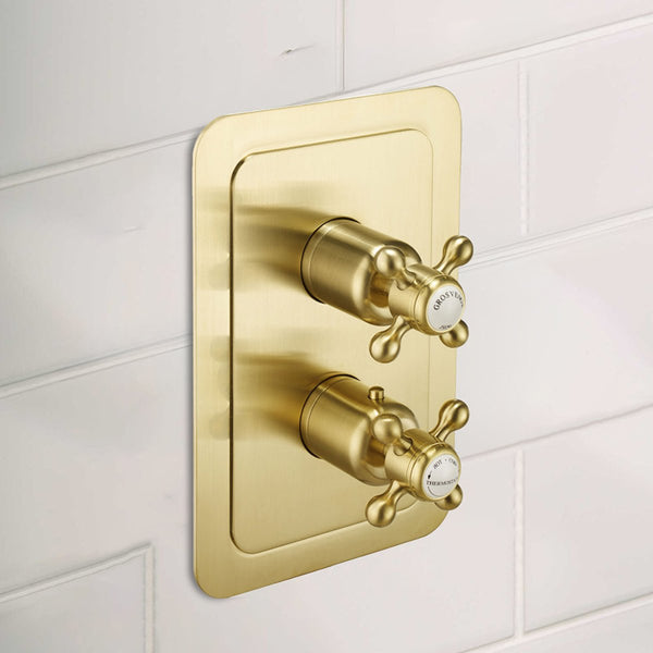 Brushed Brass termostatic 2 Outlet Shower Valve