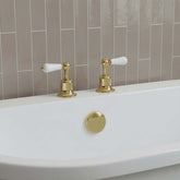 Traditional Bath Valves with White Lever Handles - Deck Mounted Traditional Gold Bath Valves with White Lever Handles - Deck Mounted