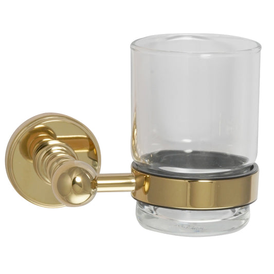 Hera Tumbler Holder - Polished Gold polished brass toothbrush holder