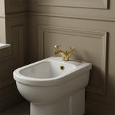 Vintage Brushed Brass Bidet Mixer Tap with Pop up Waste Traditional brass bidet tap