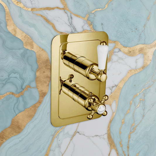 Concealed Thermostatic Single Outlet Shower Mixer Valve Traditional thermostatic shower mixer valve-brushed brass