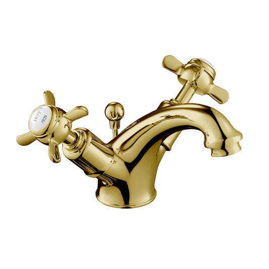 Traditional Mono Basin Mixer Tap with Pop-up Waste gold traditional mono basin mixer tap