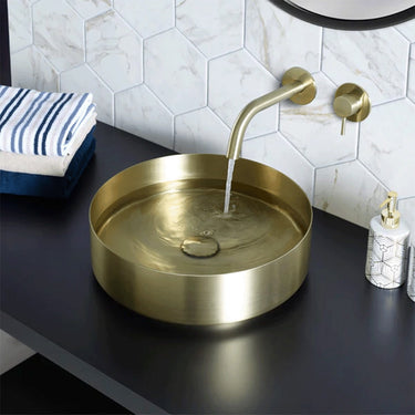 Wall Mounted Single Lever Basin Mixer Tap with Knurled Handle - Brushed Brass Wall Mounted Single Lever Basin Mixer Tap with Knurled Handle - Brushed Brass
