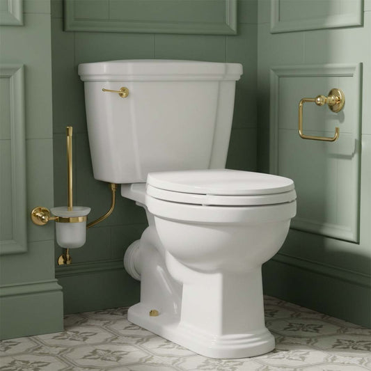 Hera Polished Gold Wall-Mounted Brass Toilet Brush with Frosted Glass Holder antique brass toilet brush