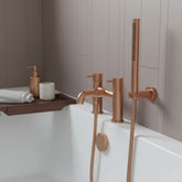 Brushed Bronze Deck Mounted Bath Tap with Shower Attachment monobloc bath tap with shower attachment - bronze
