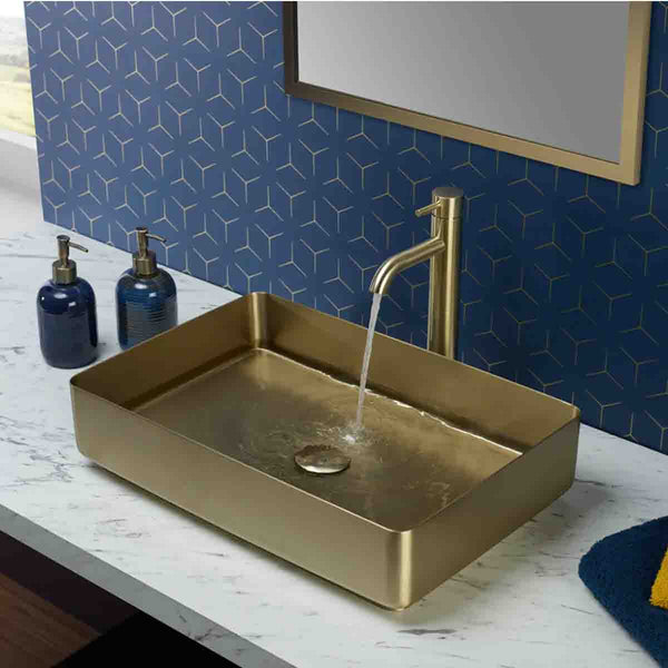 brushed brass bathroom sink mixer tap